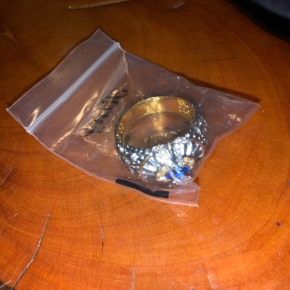 🧿SOLD!!!🧿 NWT Mens Two-Tone Sapphire Ring 10 - Picture 3 of 8